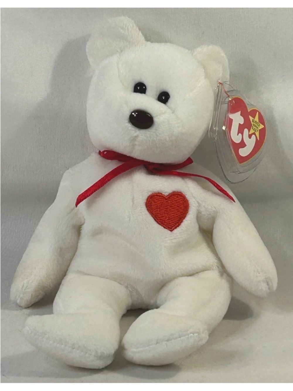 Ty Beanie Baby Valentino  Heart Bear with Red Heart and Ribbon New